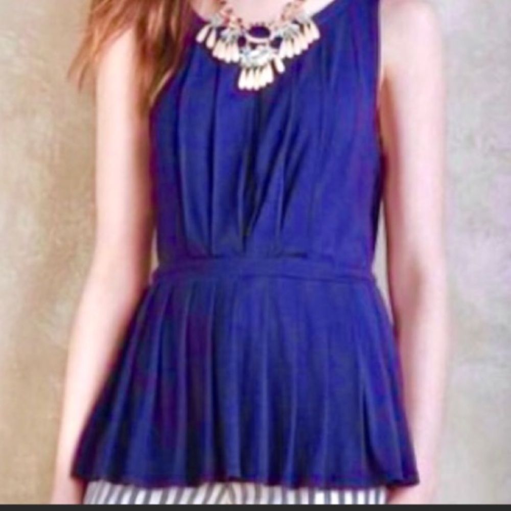 Anthropologie | Pleated Sleeveless Blouse